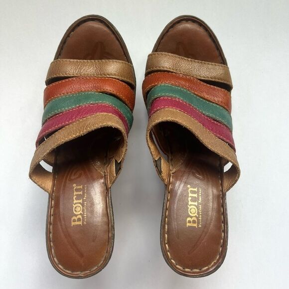 Born Women’s Size 8 Multicolor Open Toe Wedge Sandal - Picture 3 of 5